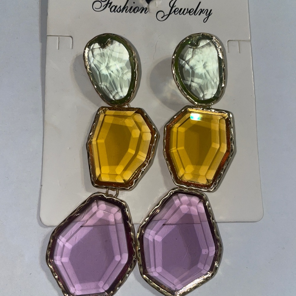 Large Multicolored gem earrings